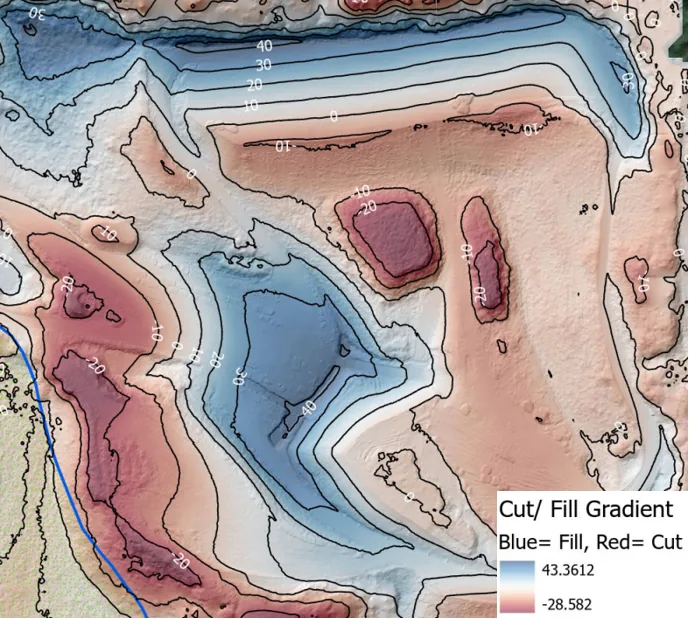 Cut fill map for mine planning